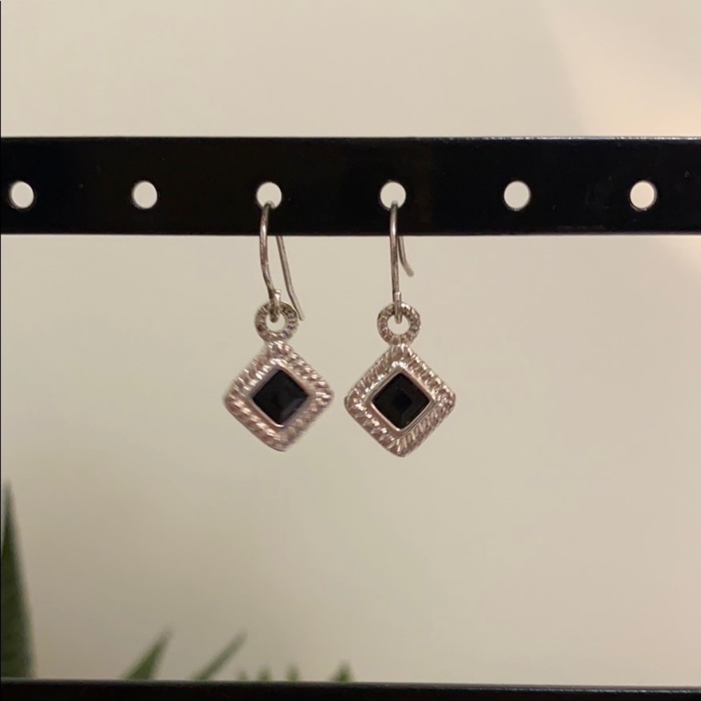 Black/Silver Triangle Earrings